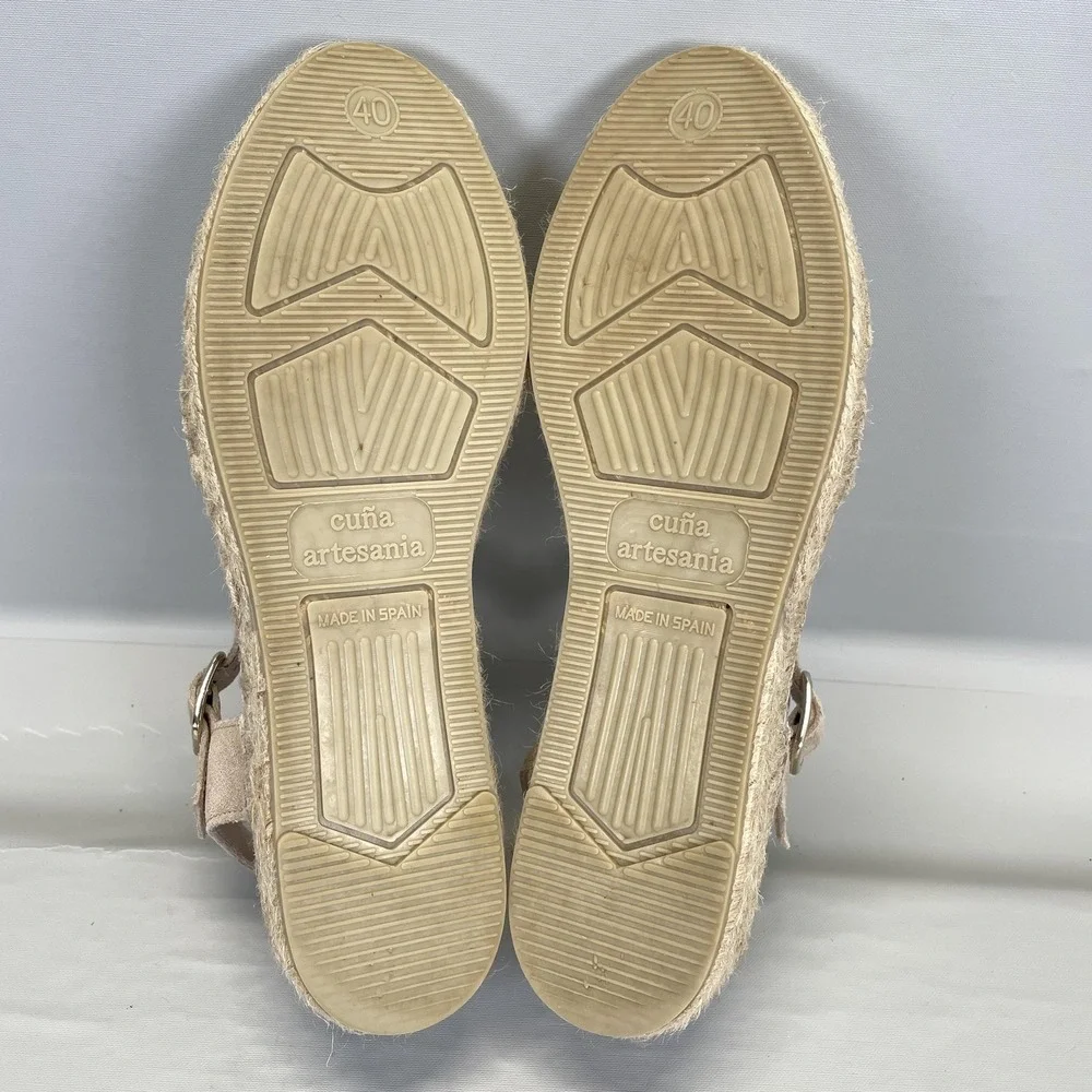 Gaimo Espadrille Sandals Womens Size 9 EU 40 Beige Suede Platform Buckle Shoes